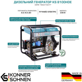 Дизельний генератор Konner & Sohnen KS 8100HDE (EURO V) - 8