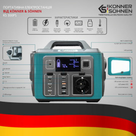 Портативна (переносна) електростанція Konner & Sohnen KS 300PS - 9