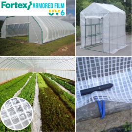 Плівка армована теплична Fortex 12 х 25 м, 300 м2, 180 гм2, прозора, УФ 6% - 18