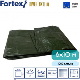 Тент Fortex поліпропіленовий захисний ламінований 6x10 м 100 г./м.кв зелений - 1