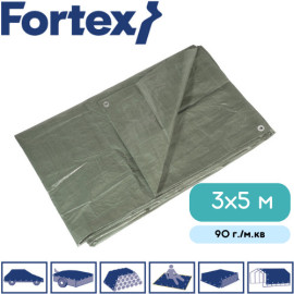 Тент Fortex поліпропіленовий захисний ламінований 3x5 м 90 г./м.кв зелений - 3