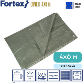 Тент Fortex поліпропіленовий захисний ламінований 4x6 м 90 г./м.кв зелений - 1